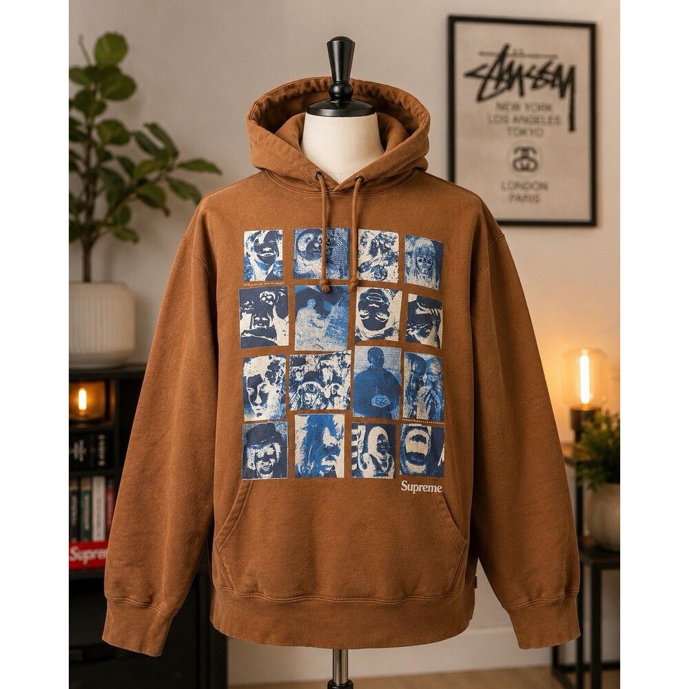 Supreme Brown Graphic Collage Pullover Hoodie Men’s Small Streetwear
